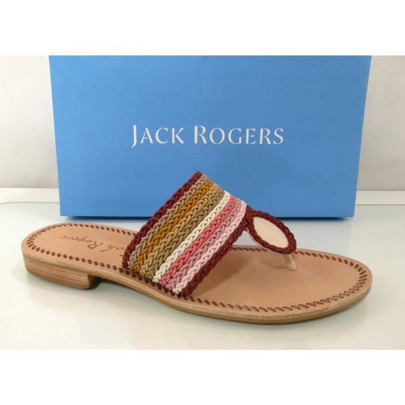 Jack Rogers Signature Jacks Rope Flat Thong Slide Sandals Multi Blush Size 8 - Picture 1 of 6